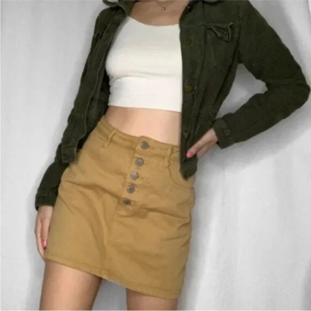 Brandy Melville John Galt Denim Exposed Button Mini Skirt